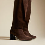 The Admiral Knee-High Boot in Coffee Suede - The Iconic Issue