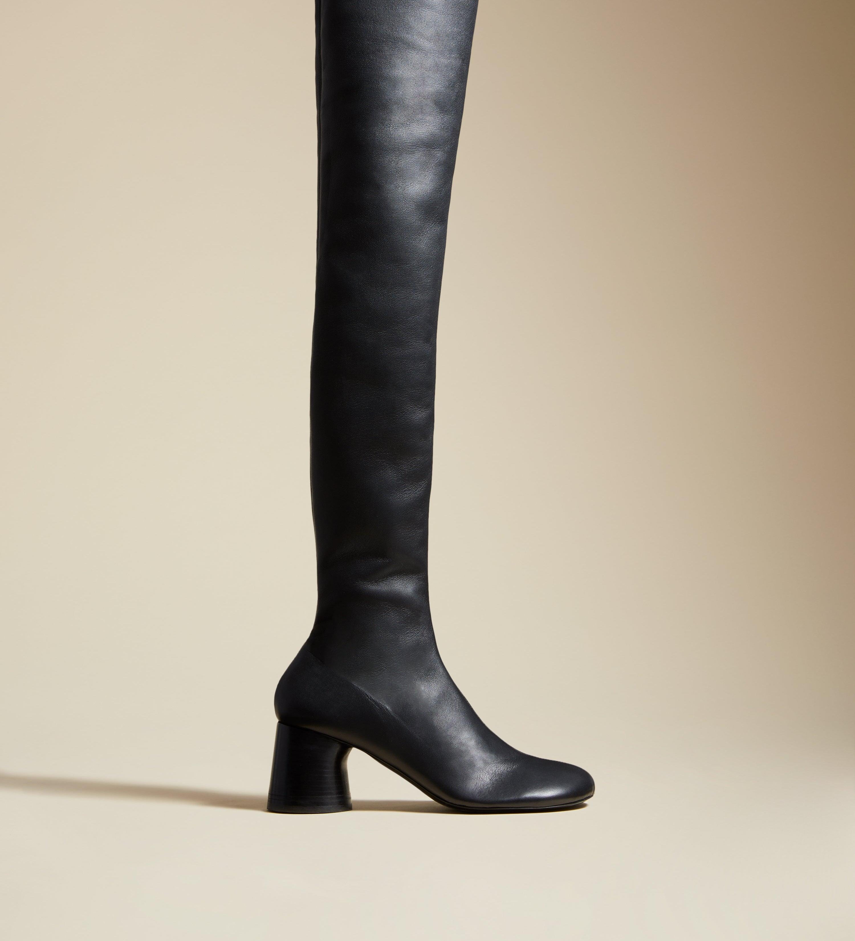 The Admiral Over-the-Knee Boot in Black Leather - The Iconic Issue