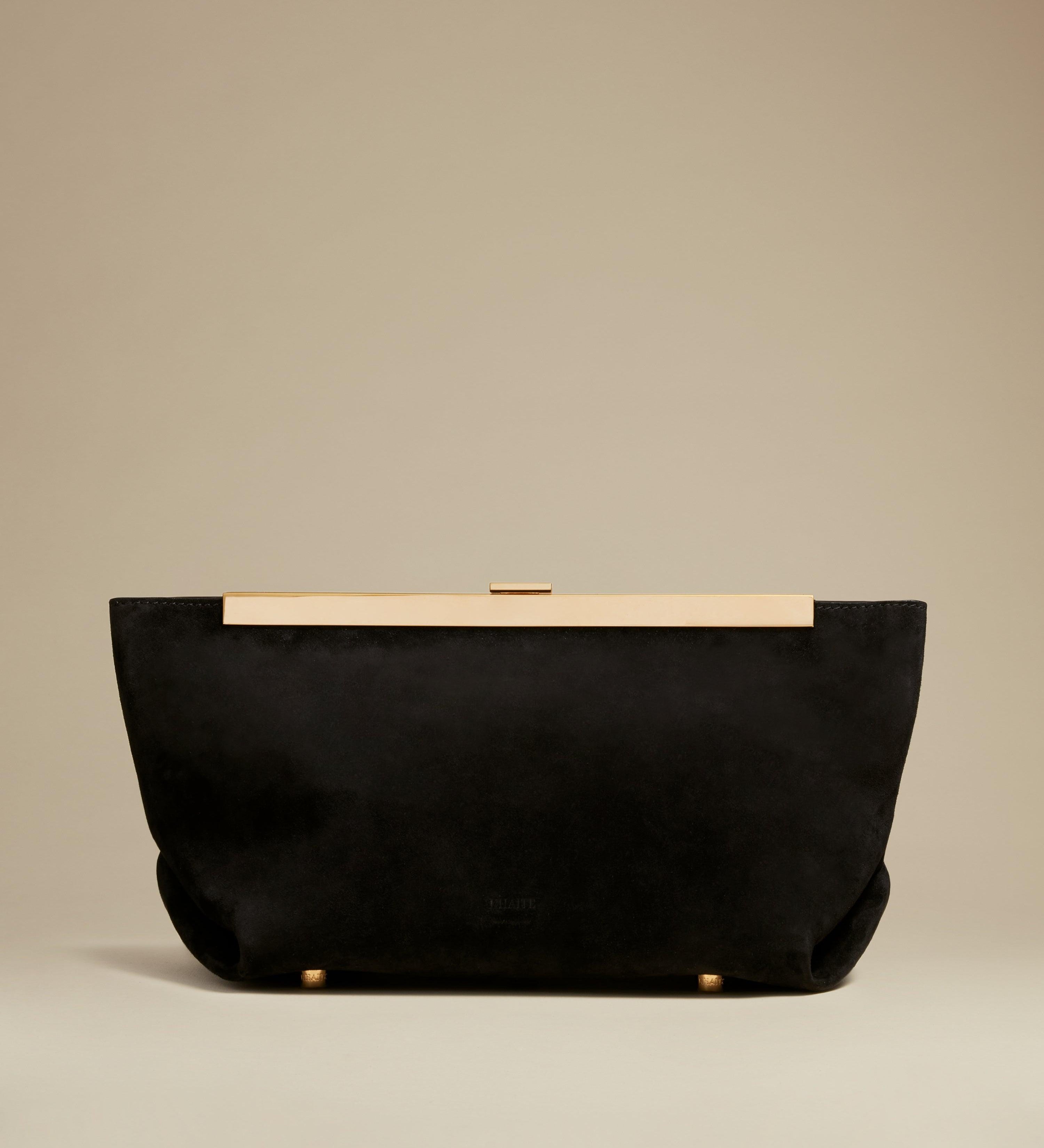 The Aimee Clutch in Black Suede - The Iconic Issue