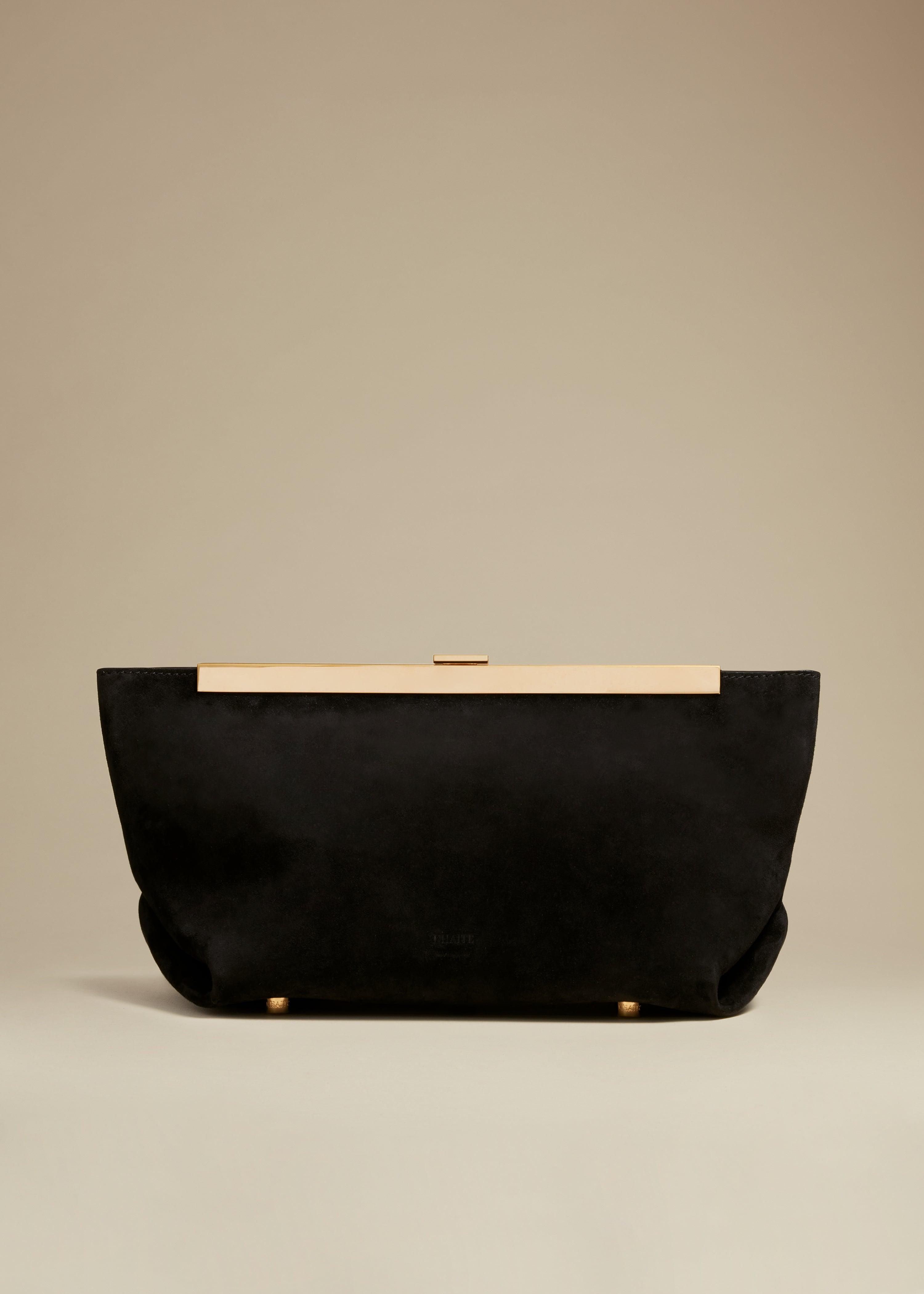 The Aimee Clutch in Black Suede - The Iconic Issue