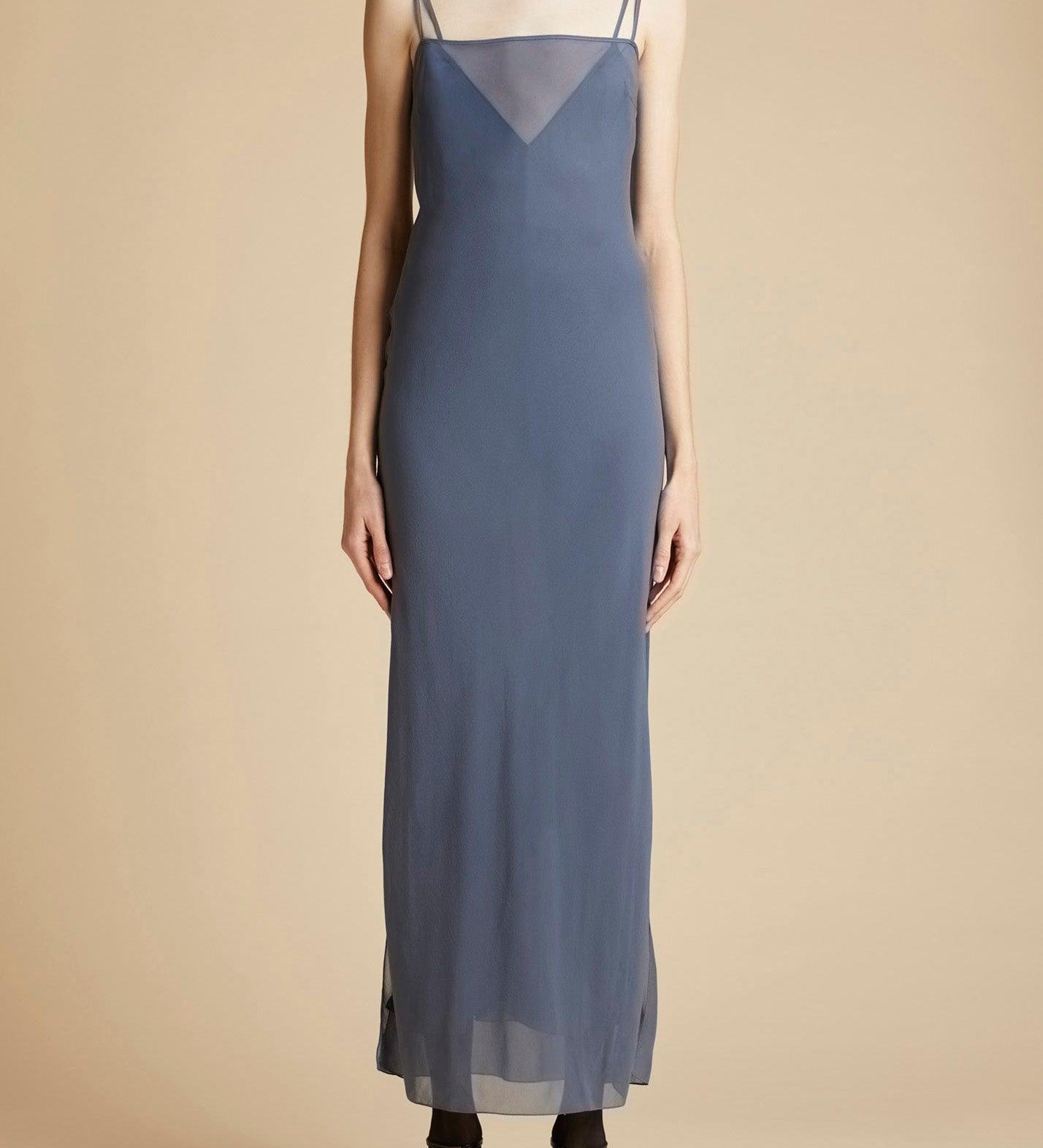 The Allegra Slip Dress in Slate - The Iconic Issue