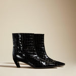 The Arizona Ankle Boot in Black Embossed Croc Leather - The Iconic Issue