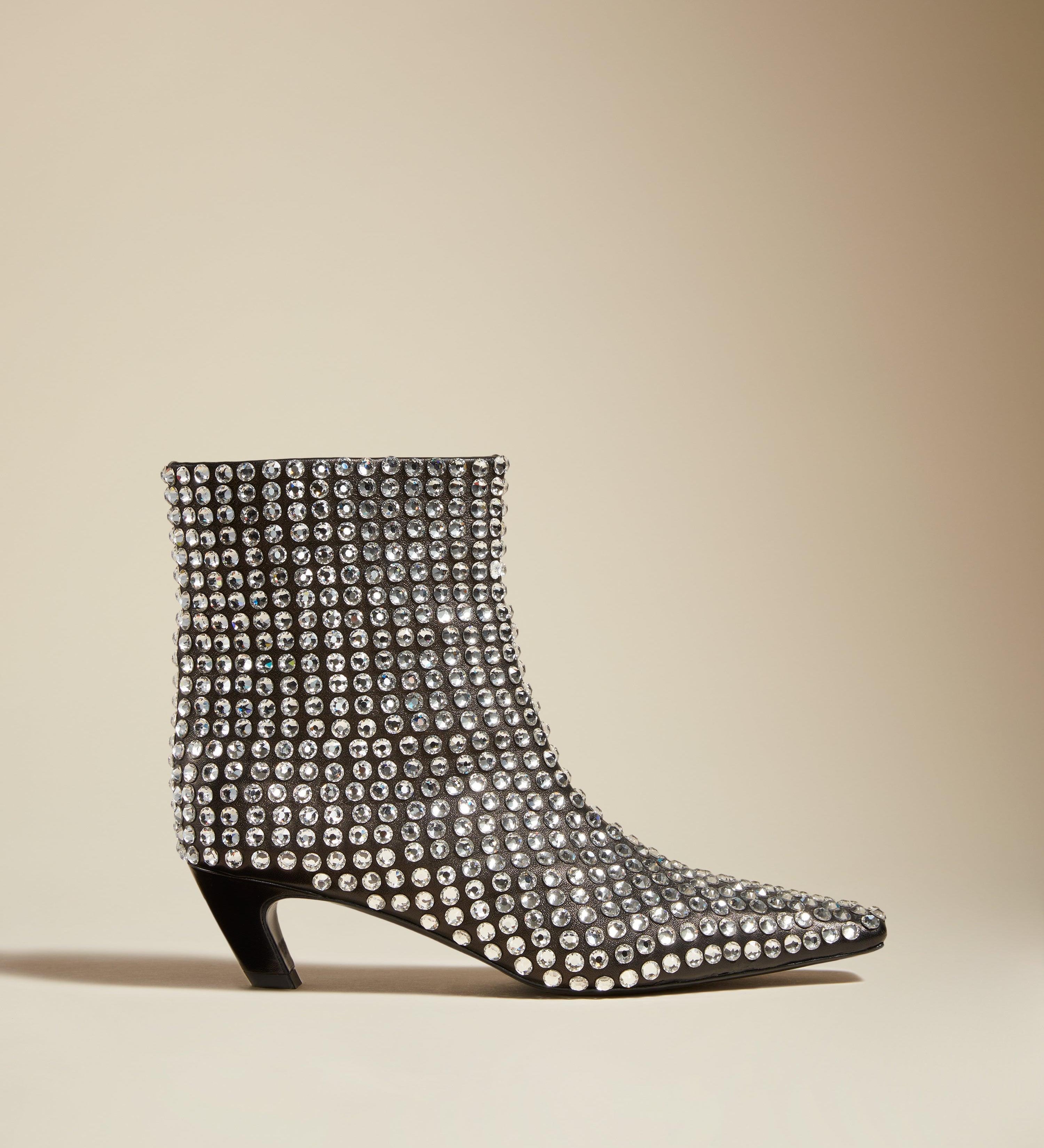The Arizona Ankle Boot in Black with Crystals - The Iconic Issue