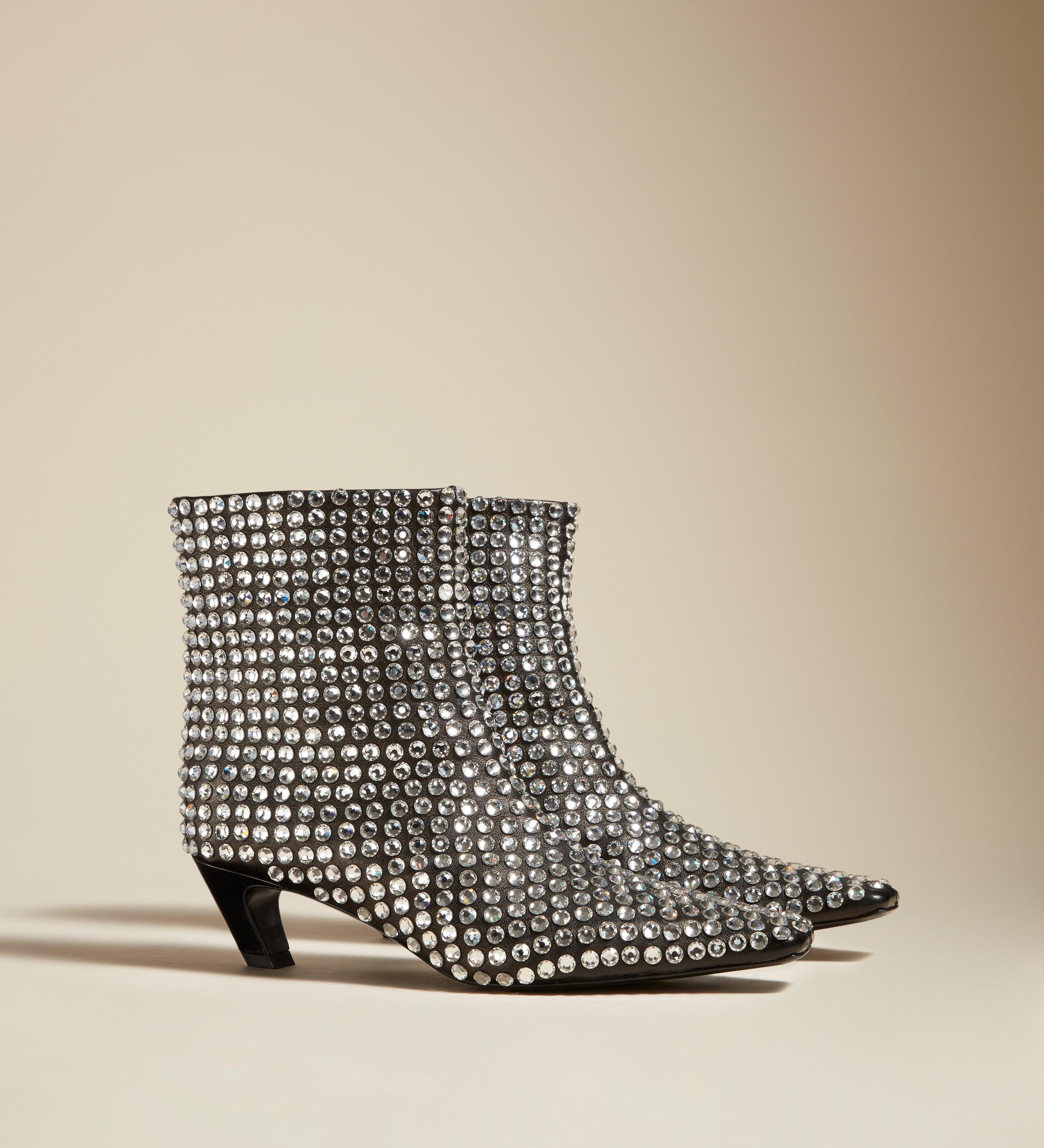 The Arizona Ankle Boot in Black with Crystals - The Iconic Issue