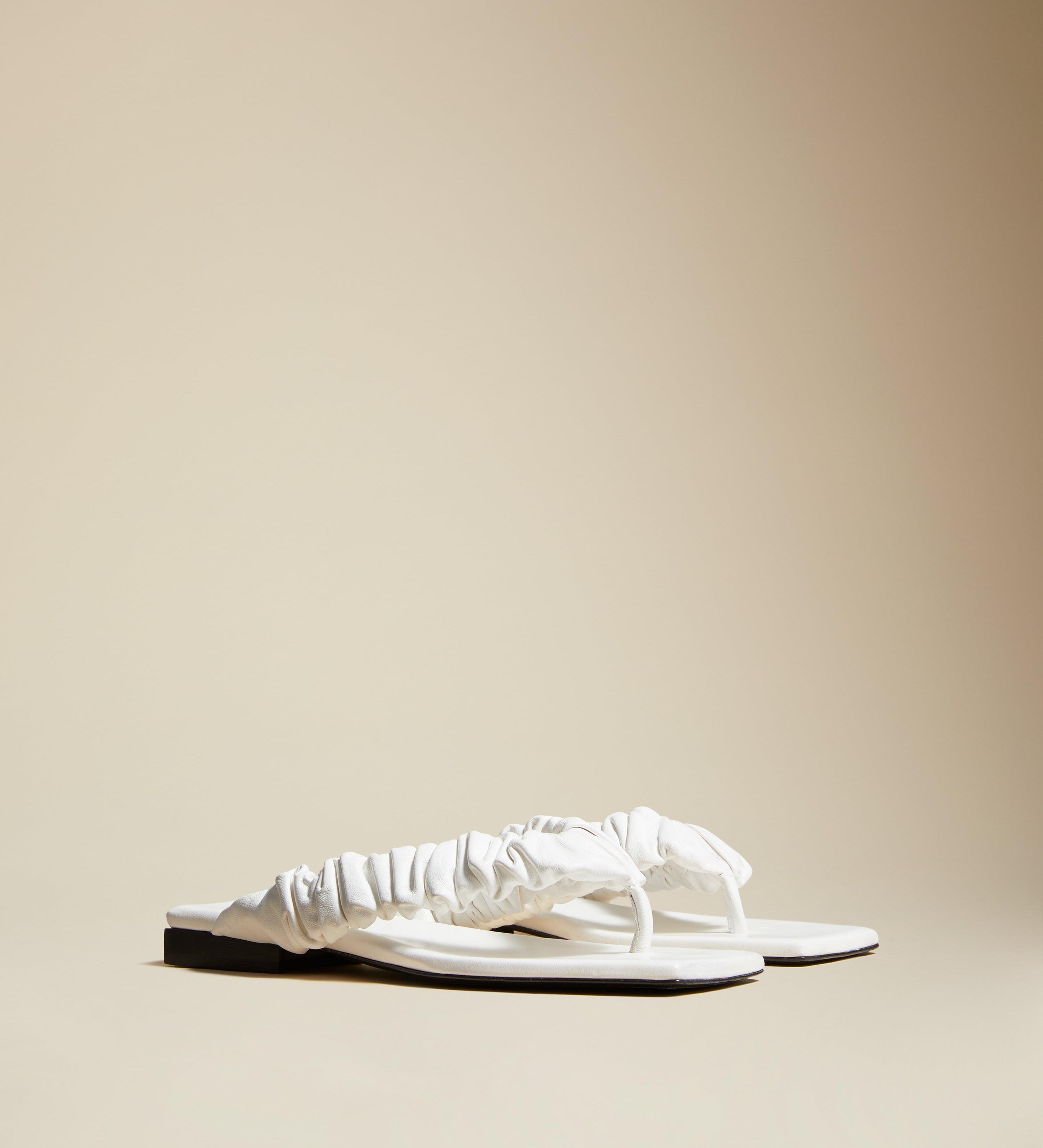 The Ash Sandal in Warm White Leather - The Iconic Issue