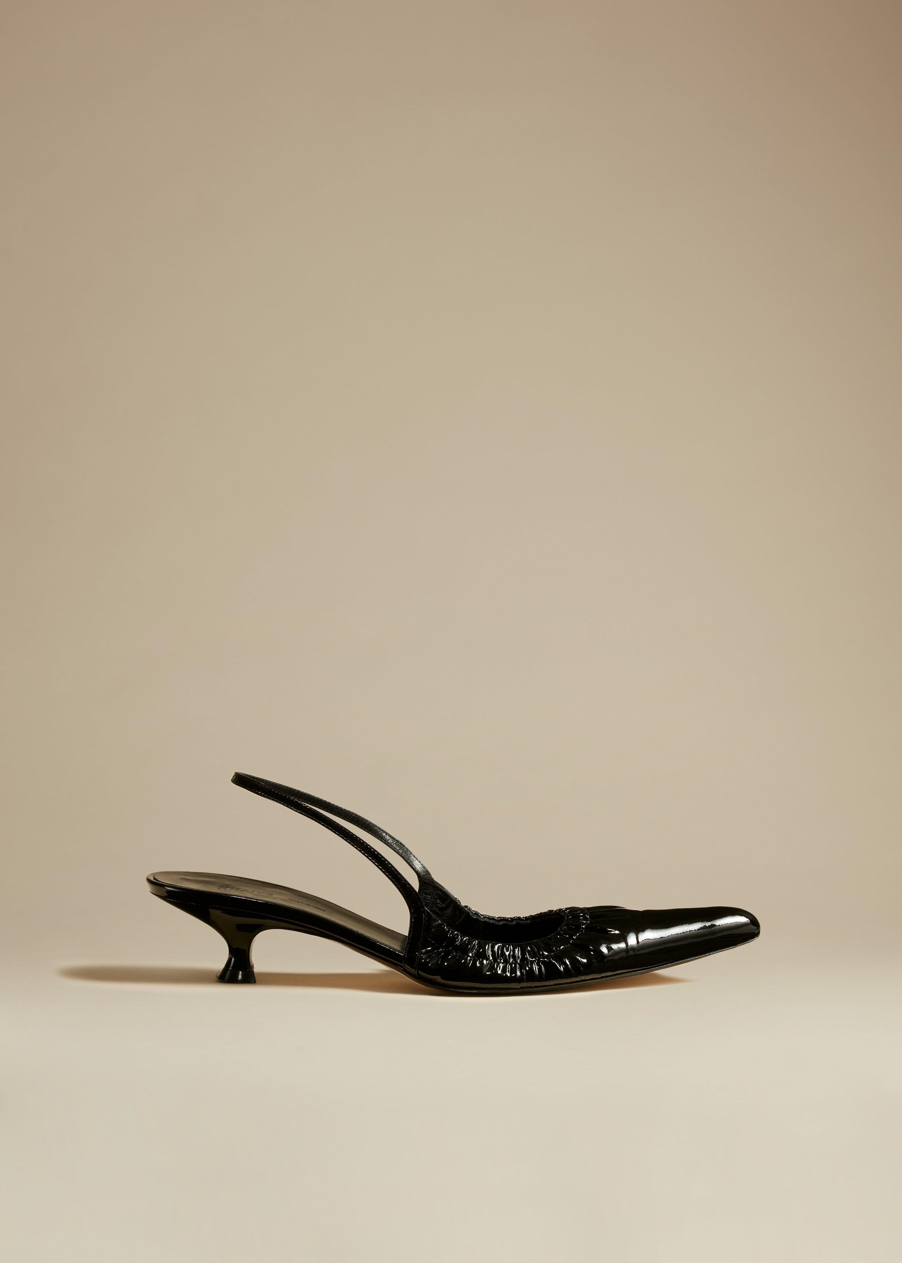 The Athens Pump in Black Patent Leather - The Iconic Issue