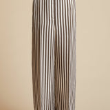 The Banton Pant in Ivory with Dark Brown Stripes