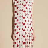 The Blaz Dress in Cream with Red Lip Print