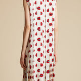 The Blaz Dress in Cream with Red Lip Print