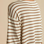 The Brandy Sweater in Ivory and Antelope Stripe - The Iconic Issue