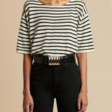 The Brandy Sweater in Ivory and Black Stripe - The Iconic Issue
