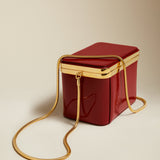 The Eloise Minaudière in Deep Red Patent Leather