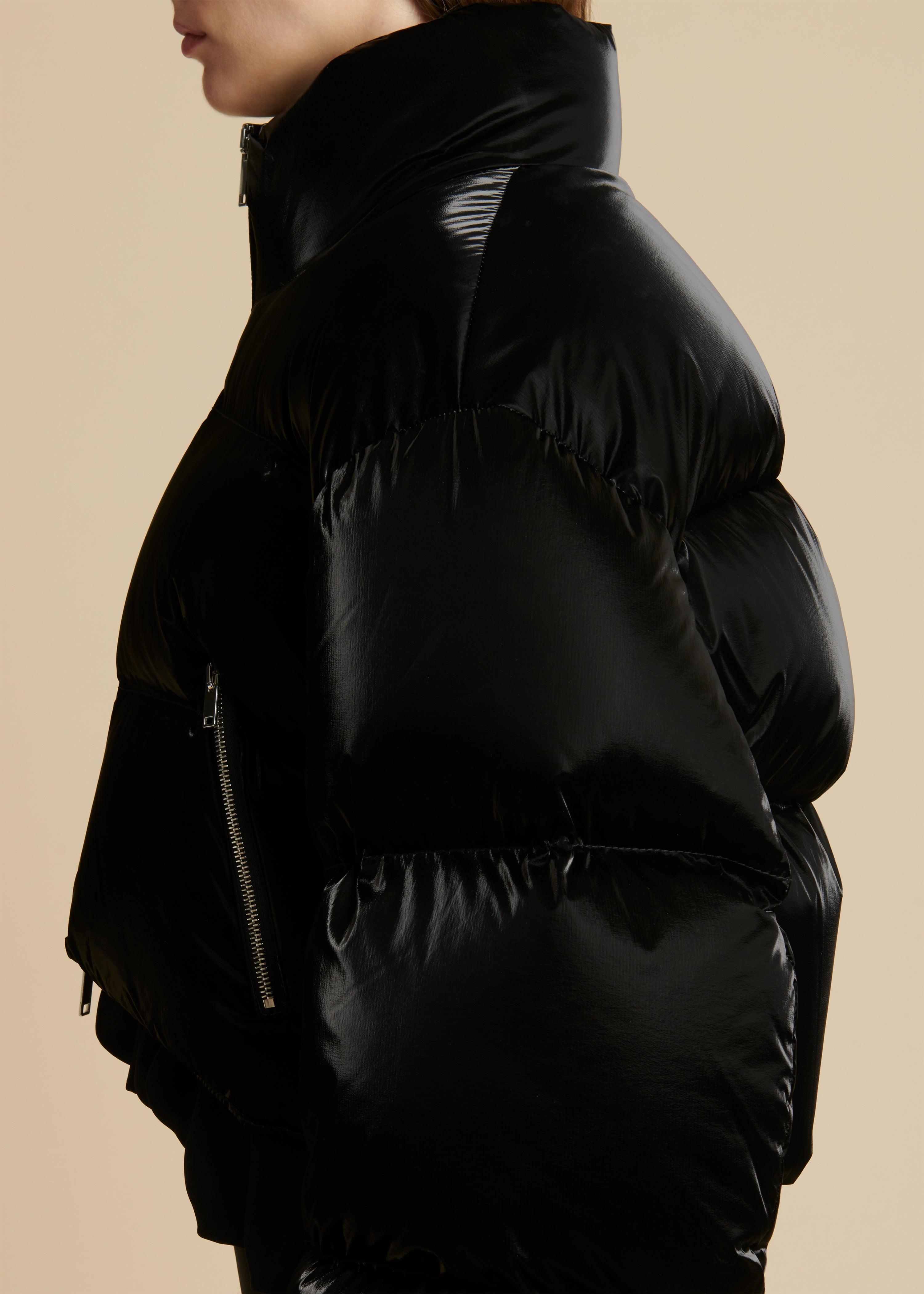 The Fulman Puffer Jacket in Black Liquid Nylon - The Iconic Issue