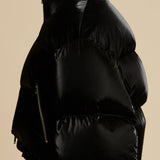 The Fulman Puffer Jacket in Black Liquid Nylon