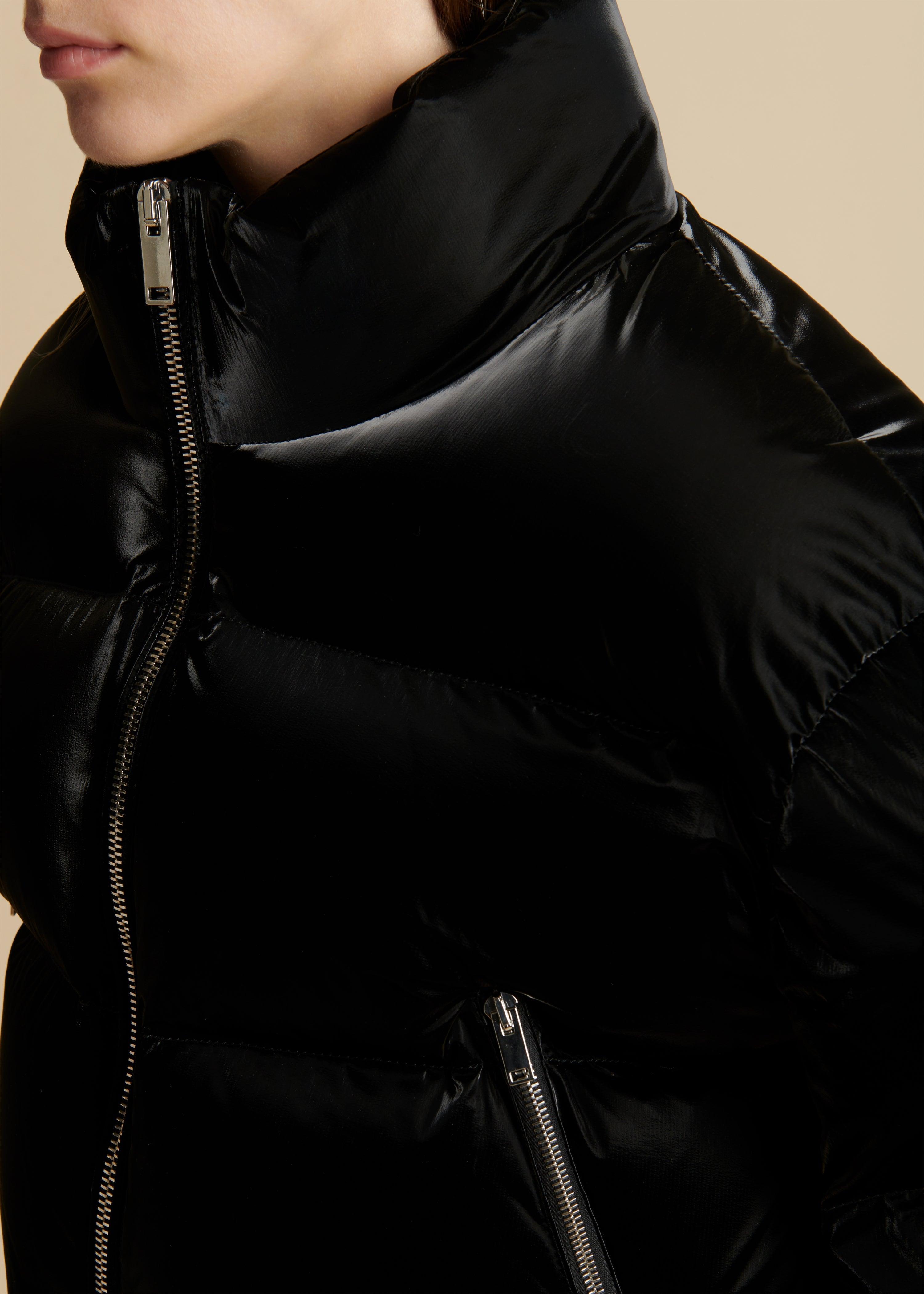 The Fulman Puffer Jacket in Black Liquid Nylon - The Iconic Issue