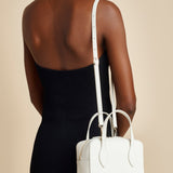 The Small Maeve Crossbody Bag in White Pebbled Leather