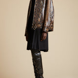 The Herman Jacket in Brown Python-Embossed Leather