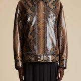 The Herman Jacket in Brown Python-Embossed Leather