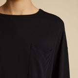 The Imogen Long Sleeve T-Shirt in Black Jersey