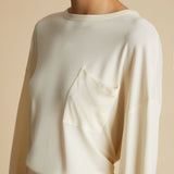 The Imogen Long Sleeve T-Shirt in Cream Jersey
