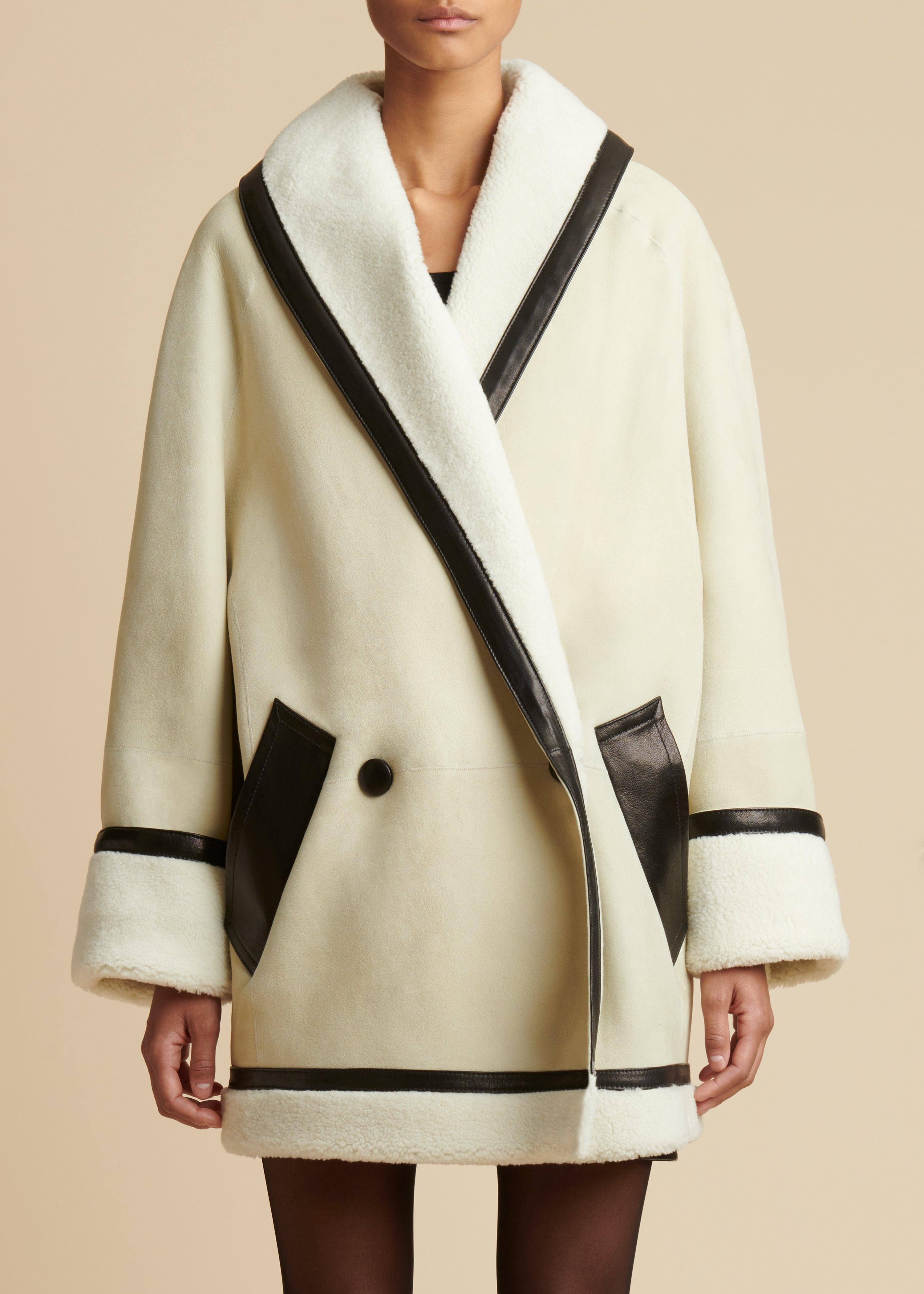 The Layton Shearling Coat in Bone - The Iconic Issue