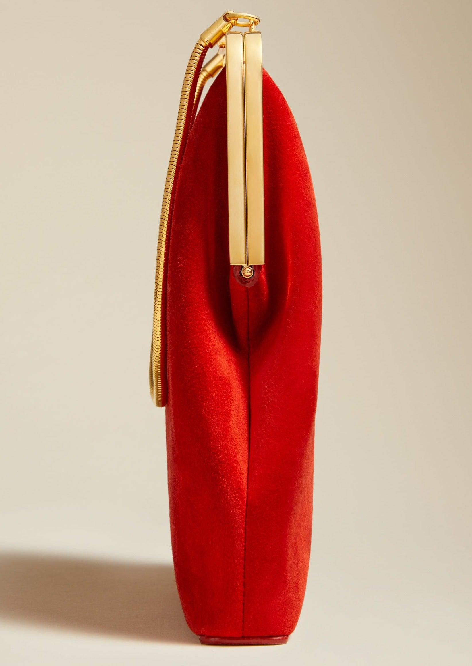 The Lilith Evening Bag in Scarlet Suede - The Iconic Issue