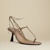The Linden Sandal in Khaki with Crystals