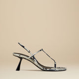 The Linden Sandal in Natural Python-Embossed Leather