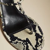 The Linden Sandal in Natural Python-Embossed Leather