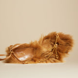 The Marion Sandal with Chains in Nougat Shearling