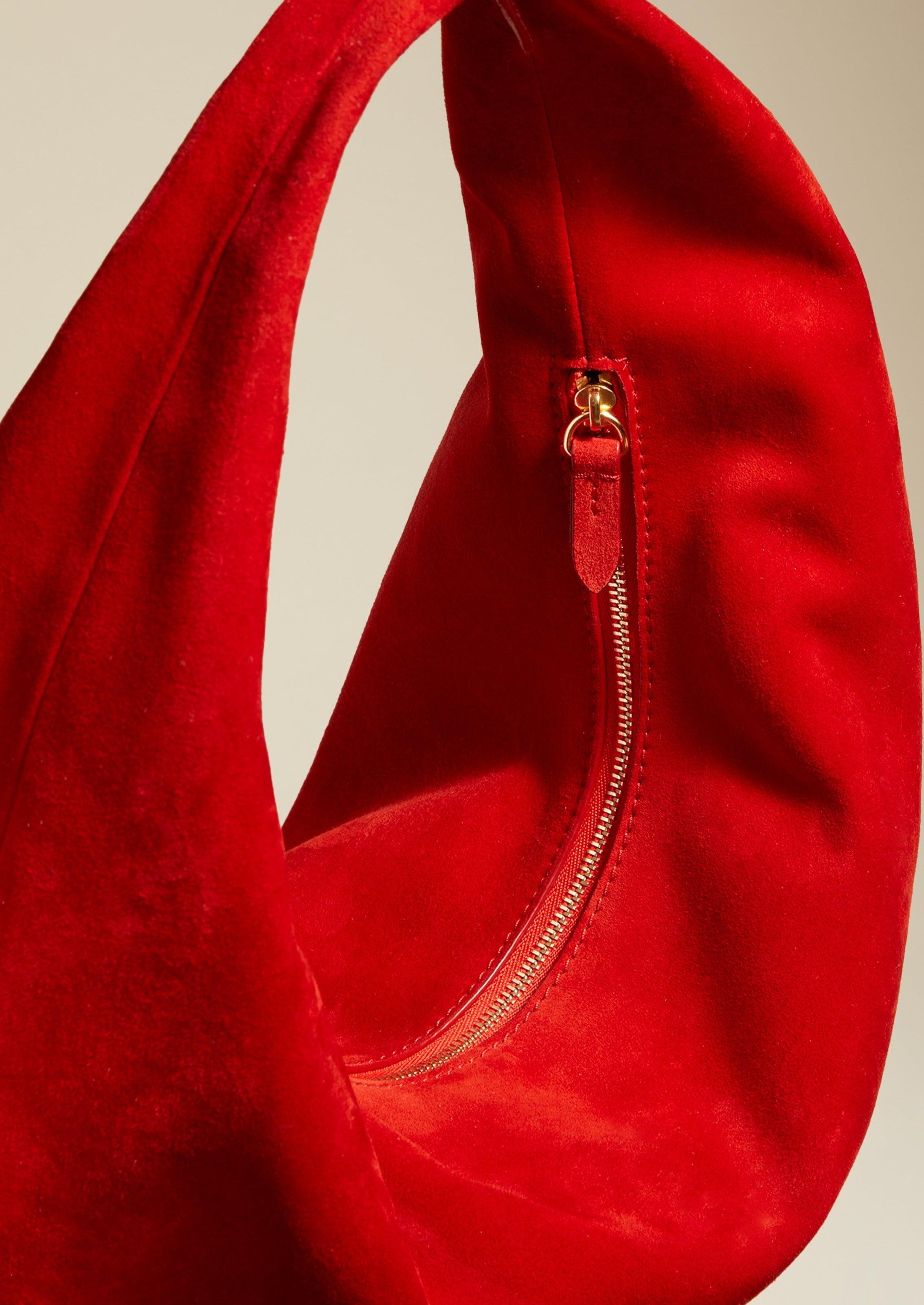 The Medium Olivia Hobo in Scarlet Suede - The Iconic Issue