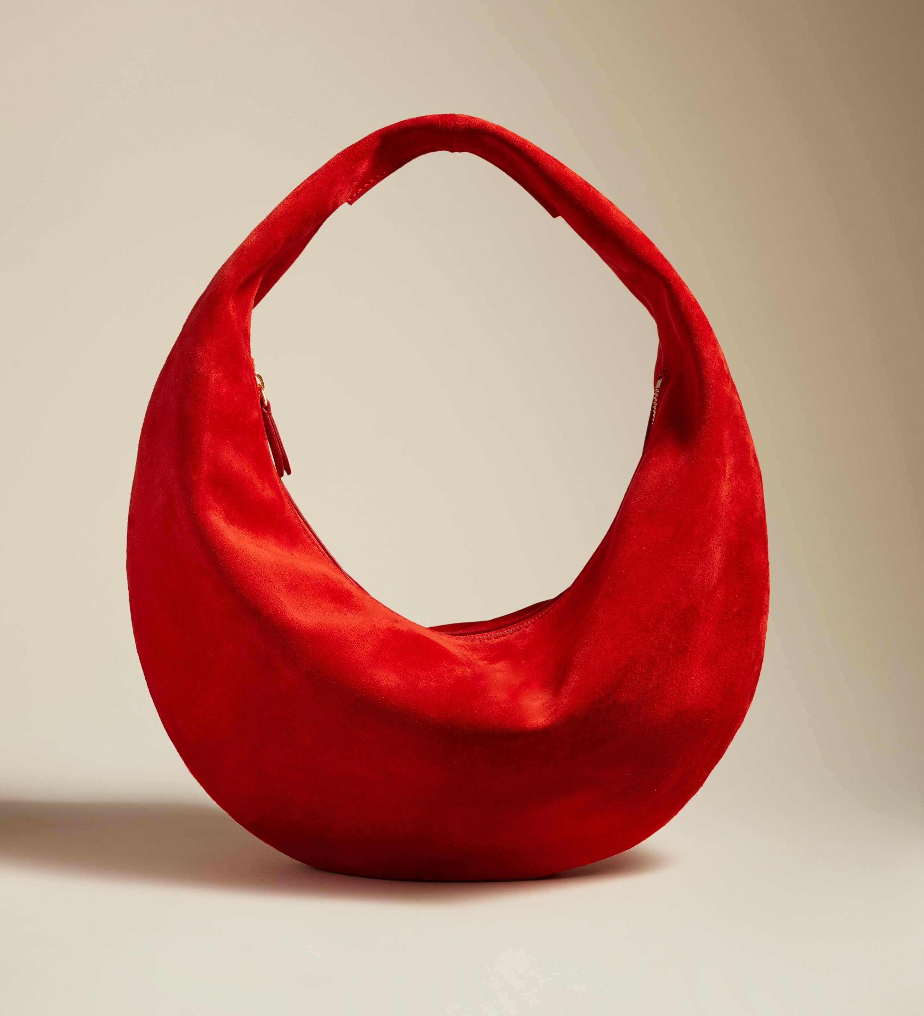 The Medium Olivia Hobo in Scarlet Suede - The Iconic Issue