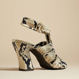 The Perth Heel in Natural Python-Embossed Leather