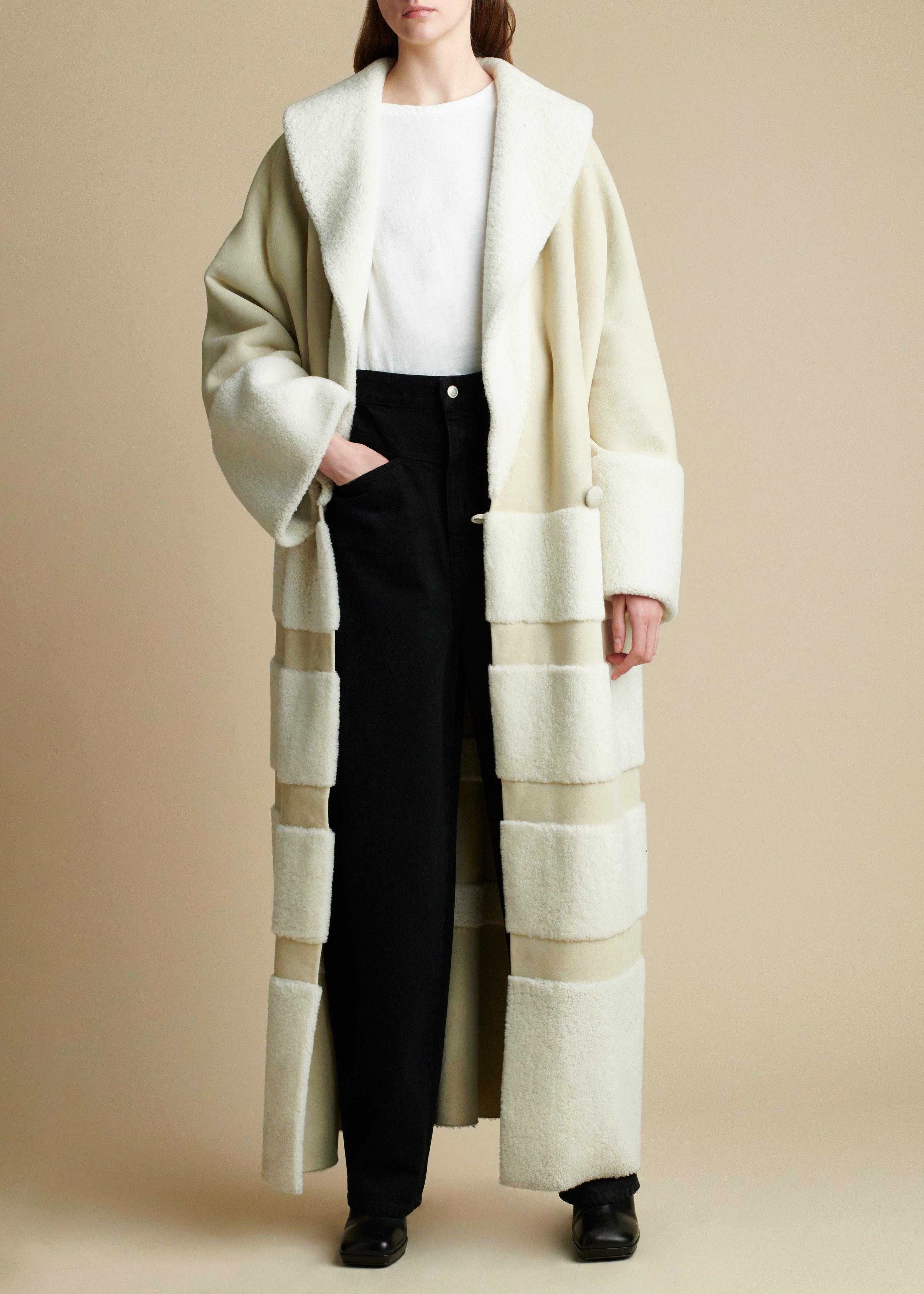 The Pia Shearling Coat in Bone - The Iconic Issue