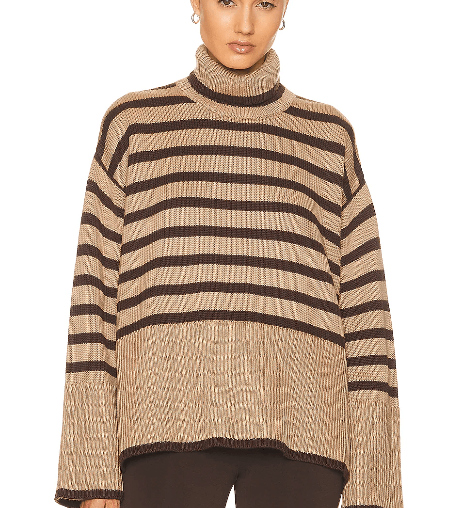 Toteme Signature Stripe Turtleneck Sweater Nougat Stripe