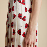 The Tudi Skirt in Cream with Red Lip Print