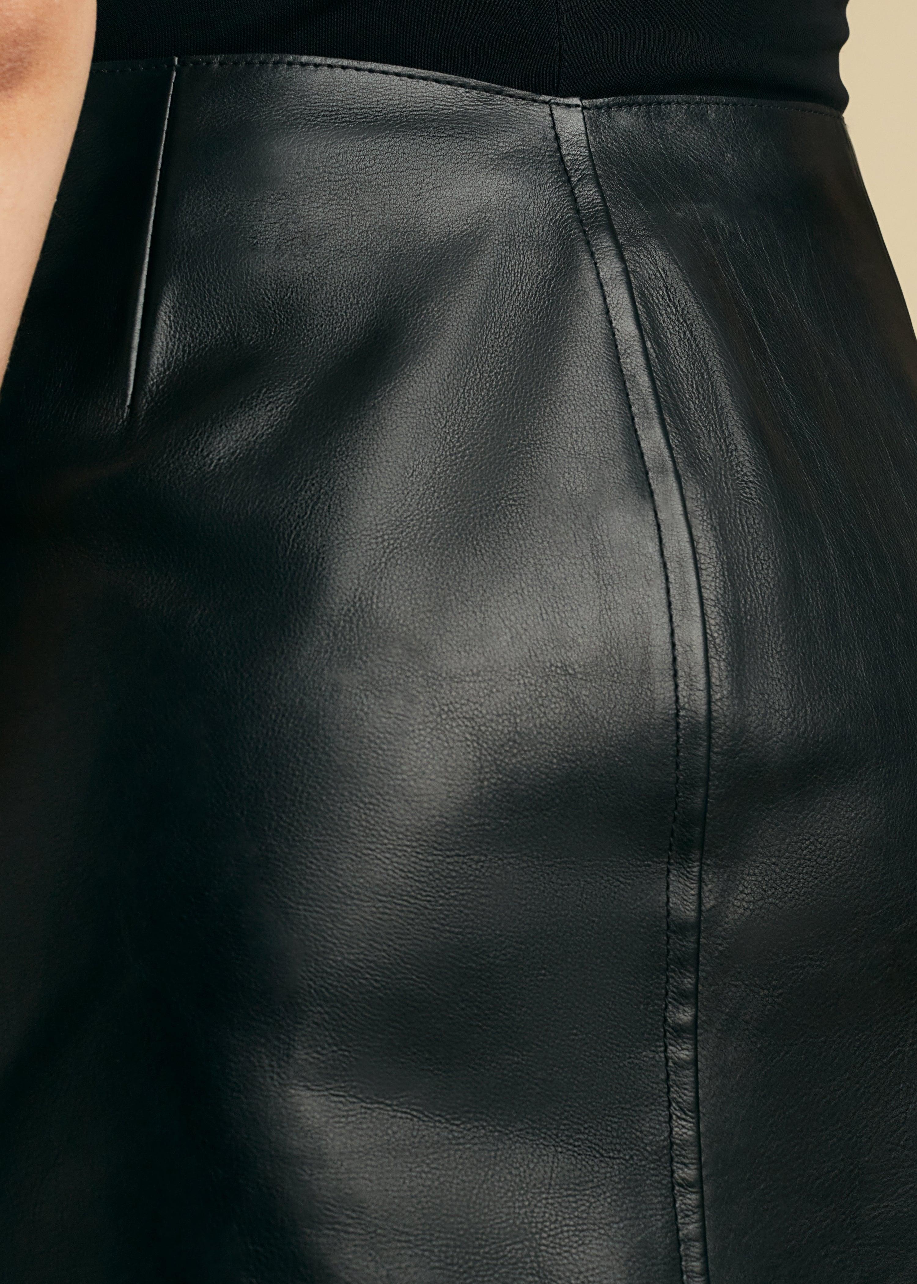 The Vera Skirt in Black Leather - The Iconic Issue