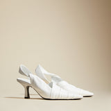 The Water Heel in Warm White Leather