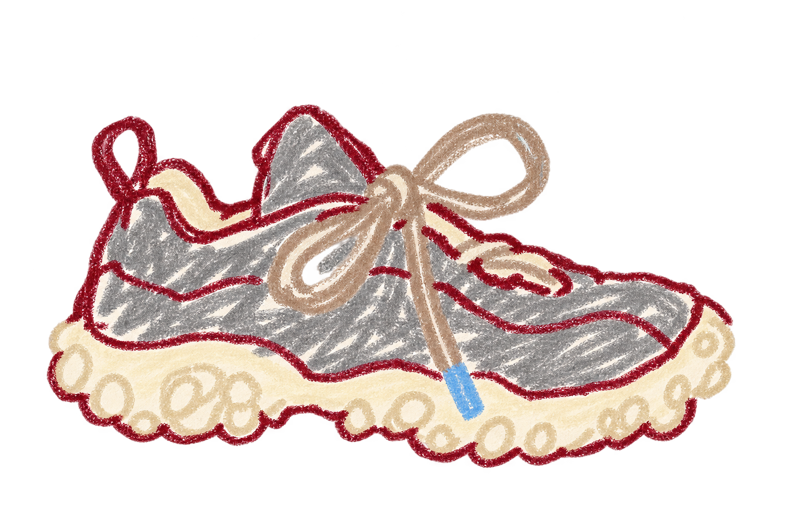 Crayon, pastel and marker study of the Miu Miu Bubble sneaker.